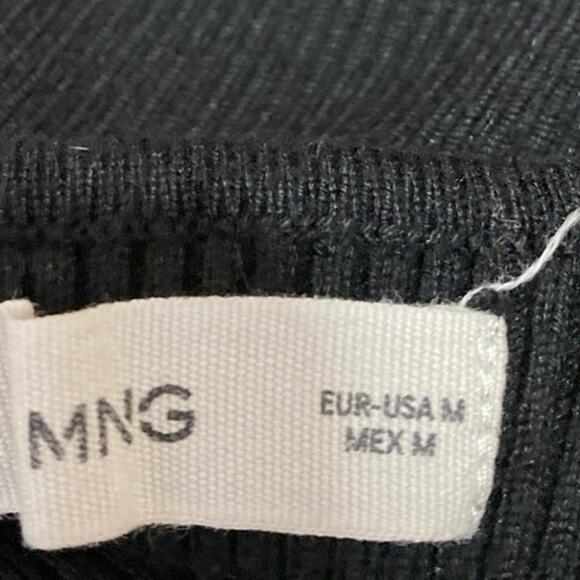 MNG Mango Women's Black Rib Knit Sleeveless V-neck Cami Camisole Crop Tank Top M - Picture 3 of 4